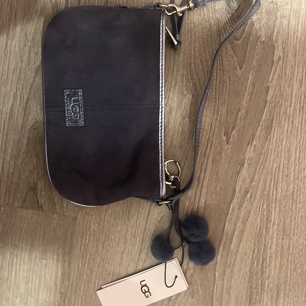 Brand New UGG Charcoal Wristlet Bag with Pom Poms